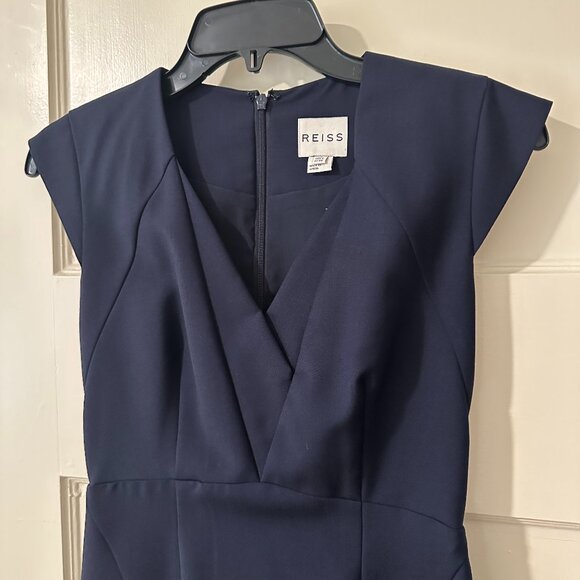 Reiss navy wool crepe suiting dress + matching blazer - size 2 - Picture 1 of 7